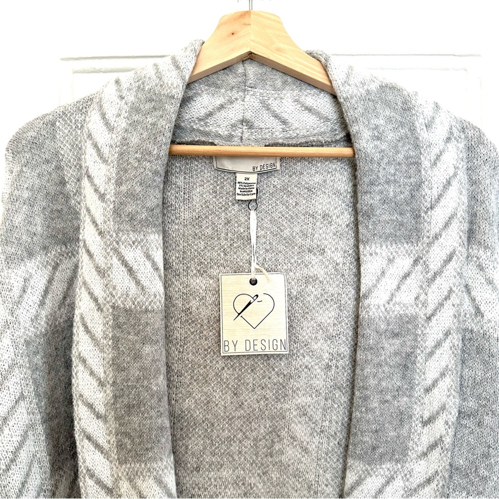By Design Gray Chloe Oversize Long Cardigan, Size 2X, NWT - Picture 6 of 9